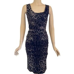 Dolce and Gabbana gray leopard sheath dress 40